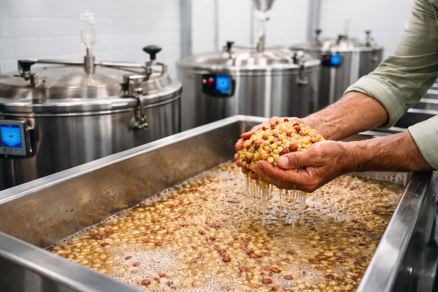 fermentation process hands in water